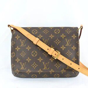 Authentic LOUIS VUITTON Monogram Musette Tango Short Strap Bag bsj710-112725